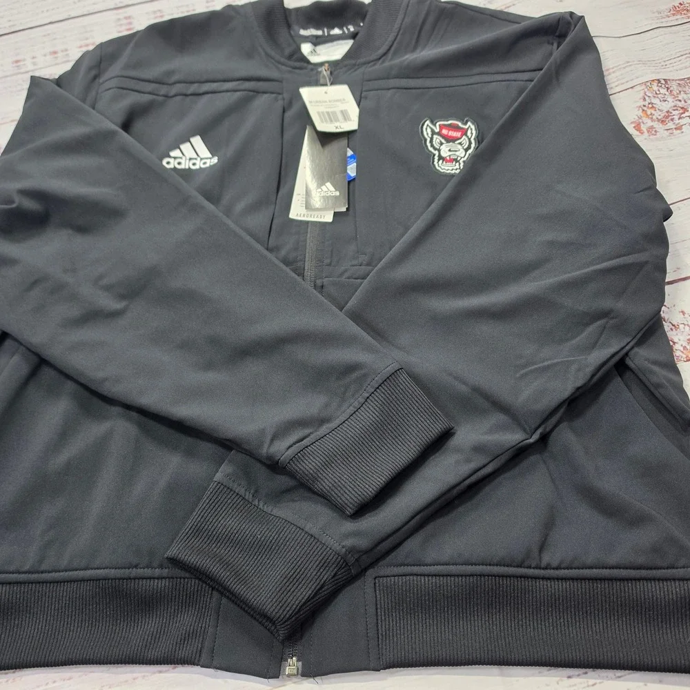 Adidas Urban Bomber Jacket Mens XL Black NWT NC State Wolfpack Aeroready